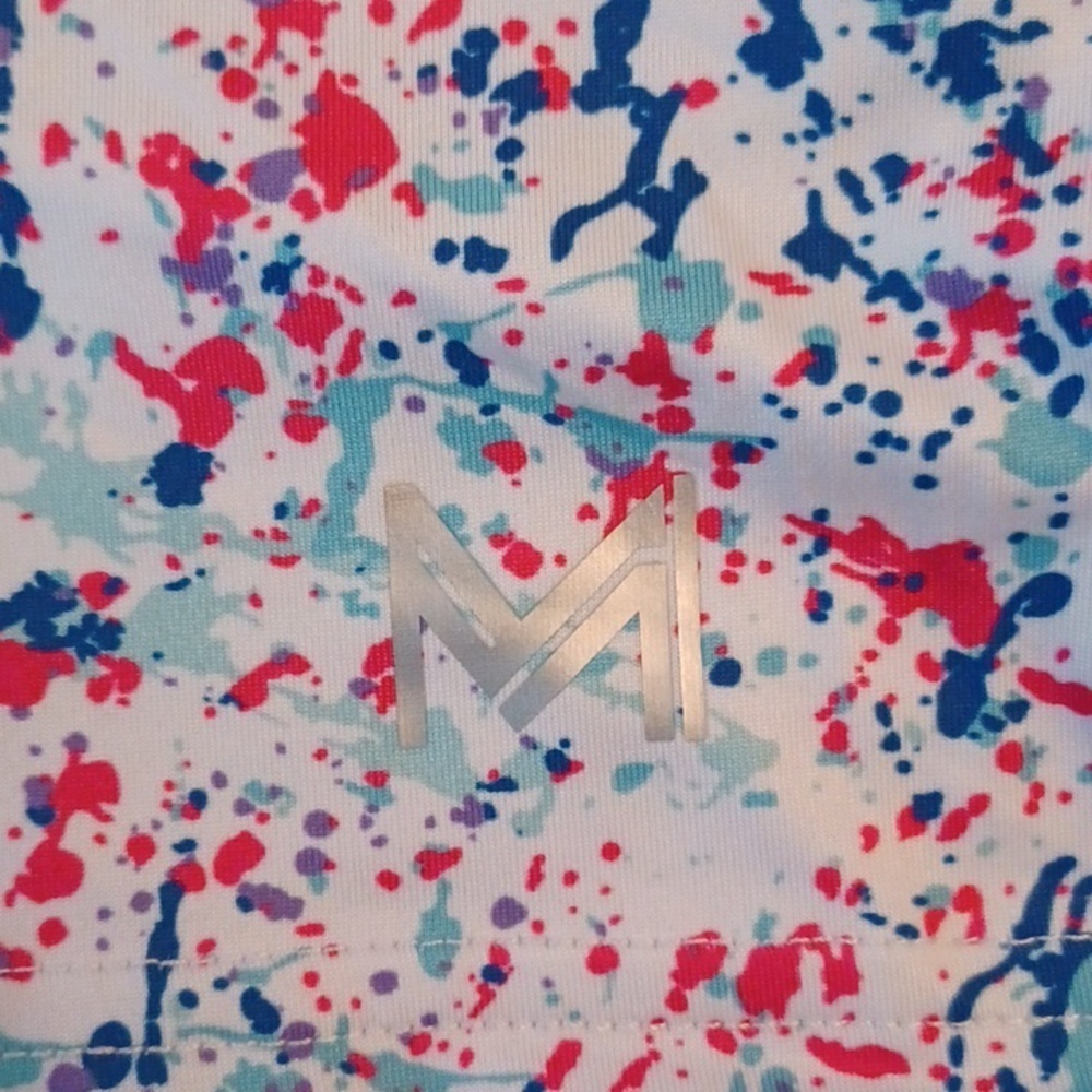 Men's Golf Polo in White with Blue & Pink Abstract Print, L - Picture 10 of 11